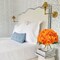 Orange Silk Hydrangea Artificial Flowers in Glass Vase – Faux Floral Arrangement with Faux Water, Bulk Bouquet for Home, Office, Table Centerpiece, or Shelf Decoration